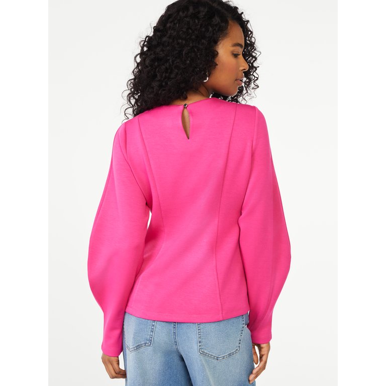 Sculpted Scoop Neck Long Sleeve Top