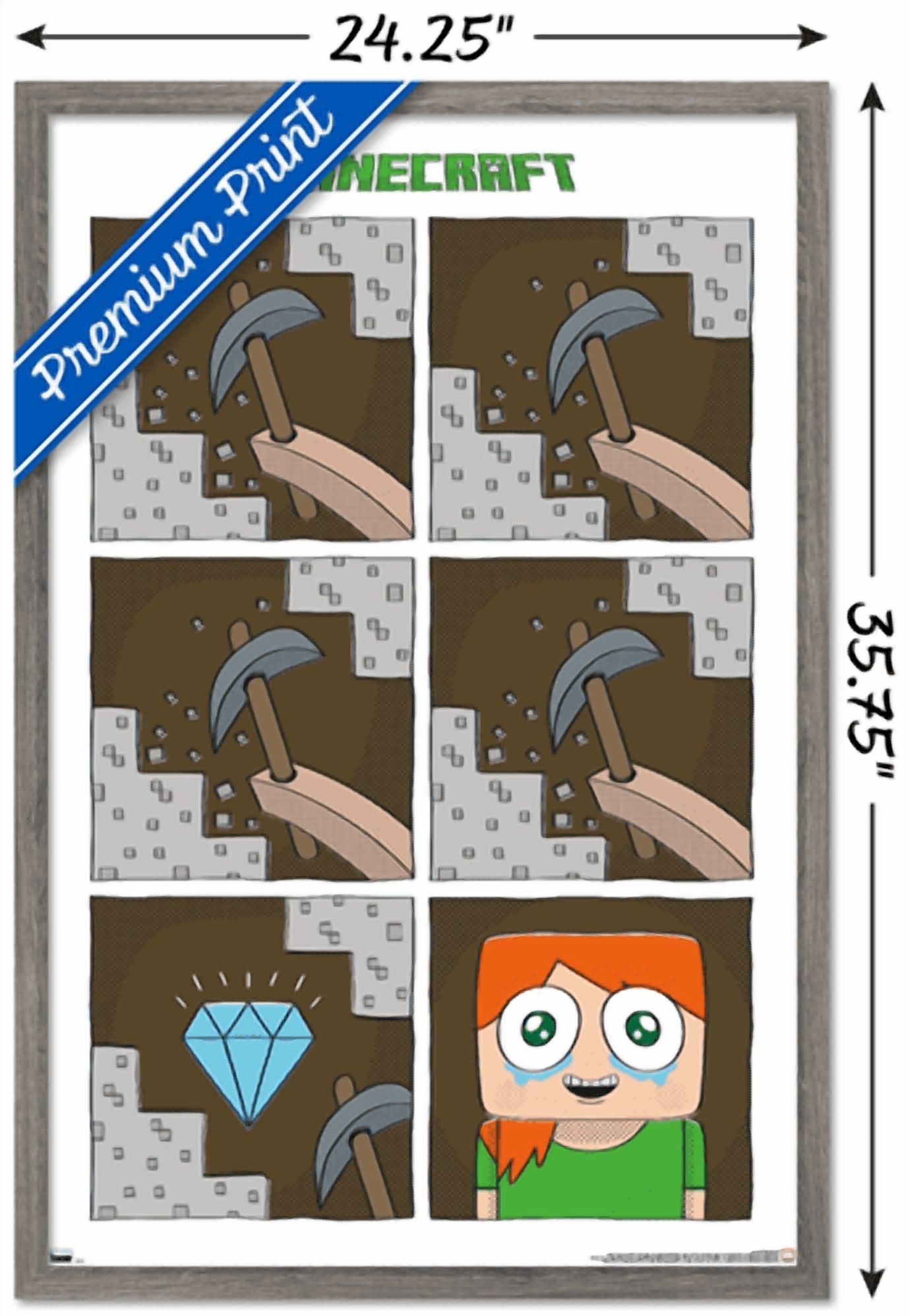 Minecraft - Simple Comic Alex Cry Wall Poster, 22.375" x 34" Framed