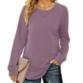 thumbnail image 5 of Aloohaidyvio Sweatshirts for Women,Womens Long Sleeve Solid Color Sweatshirt Casual Oversized Knitted Crewneck Pullover Shirts, 5 of 6