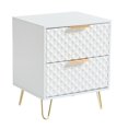 thumbnail image 4 of Glavbiku Wood White Nightstand Set of 2,Carved 2-Drawer Night Table with Gold Leg Bedroom,20"H,Adult, 4 of 9