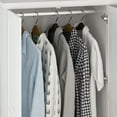 thumbnail image 5 of KULAGAGA 3 Doors Bedroom Closet, Wood Armoire with Mirror, Clothes Hanging Rail, 4 Storage Shelves and 5 Drawers, 47" Wide Bedroom Storage Unit Wardrobe, Traditional White, 5 of 7