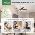 thumbnail image 5 of Hunter - Builder Indoor Ceiling Fan With Light, 52-inch, Brushed Nickel, Traditional-style, 3-speed WhisperWind Motor, 53237, for Living Rooms, Bedrooms, 5 of 14