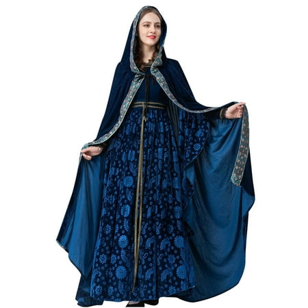 

Women Vintage Maxi Dress Gothic Style Flared Sleeves Medieval Court Gown Swing Skirt Cosplay Party Dress