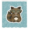 thumbnail image 3 of Ambesonne Cartoon Shower Curtain, Raccoon on Meadow, 69"Wx75"L, Dark Green Turquoise, 3 of 5