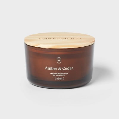 3-Wick Glass Wooden Wick Jar Candle