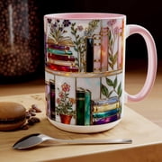 Stained Glass Bookshelf Mug -15oz Ceramic Coffee Mug for Book Lovers, Gift for Readers, Writers & Tea Drinkers with Microwave Safe Design
