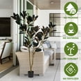 thumbnail image 3 of Poetree 6FT Artificial Rubber Tree in Pot,Fake Ficus Plant for Home & Office,Low Maintenance Faux Tree for Living Room, Patio, Decor, 3 of 10