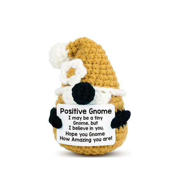 Handmade Inspirational Crochet Positive Gnome,Emotional Uplifting Support Gifts for Women Men Friends,Coworkers,Birthday Gift Handmade Funny Cute Small Gnome,Teacher Appreciation