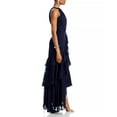 thumbnail image 3 of Aqua NAVY Women's Chiffon Layered Ruffle Gown, US 8, 3 of 4