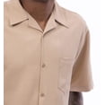 thumbnail image 3 of Montique Beige Walking Suit Solid Color Short Sleeve Shirt Men's Leisure Suit 696, 3 of 3