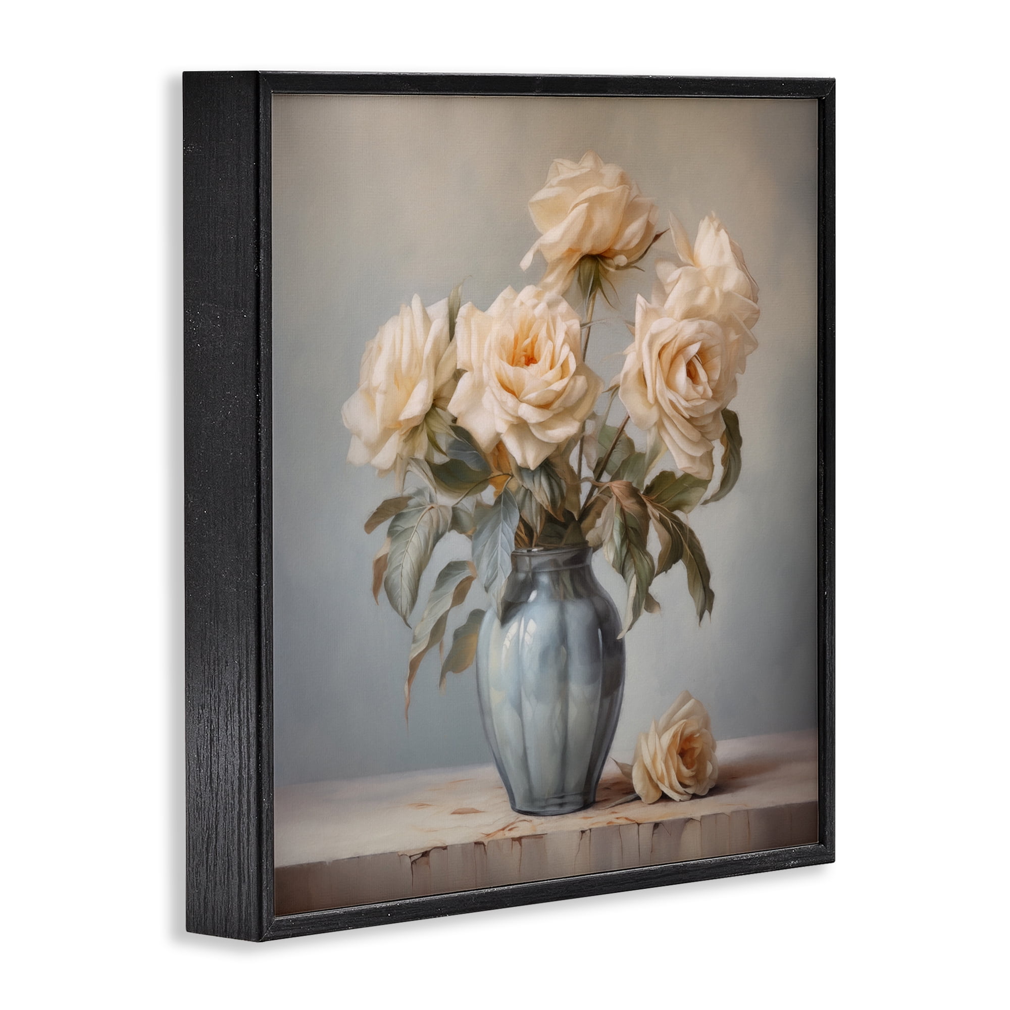 Stupell Industries Vintage Rose Paragon Black Framed Giclee Art, design by Steve Hunziker