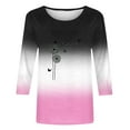 thumbnail image 4 of Dollar Sales QATAINLAV Shirts for Women 2025 Summer Fashion Cute Print Tees Shirts Casual Loose Crew Neck 3/4 Sleeve Cotton Blouse Workout Tops White S, 4 of 6