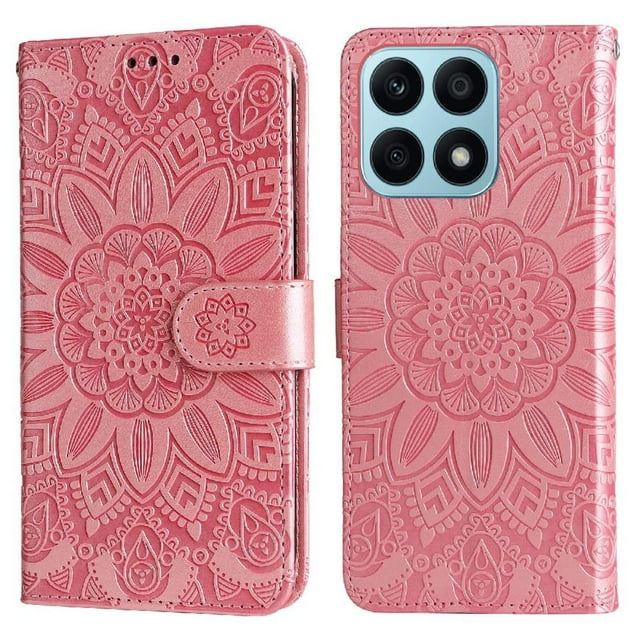 Funda tipo cartera GANGXUN para Honor X8A , diseño girasol, cuero PU, soporte, cierre magnético, tarjetero