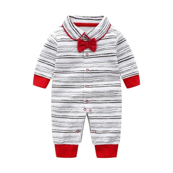 TOOYOU Boys Bodysuit Outfit Gentleman Bow Long Sleeve Baby Boy Girls Onesies Banquet Wedding Jumpsuit Clothes One-Piece Romper Size 9-12 Months Pink