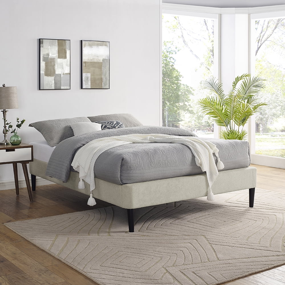 Modern Essentials Parnell Upholstered Platform Bed Frame, Full, Beige