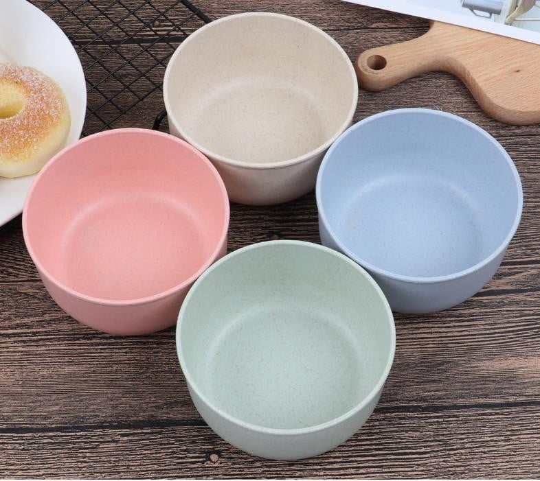 Unbreakable Large Cereal Bowls 24 Oz Wheat Straw Degradable Bowl Set 4