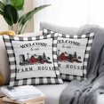 thumbnail image 2 of Throw Pillow Covers 24x24 Inch Set of 2, Farmhouse Cabin Waterproof Outdoor Pillow Covers, Country Vintage House Wood Grain Pliad Decorative Cushion Pillowcases for Couch, Sofa, Bed, Garden, Patio, 2 of 9