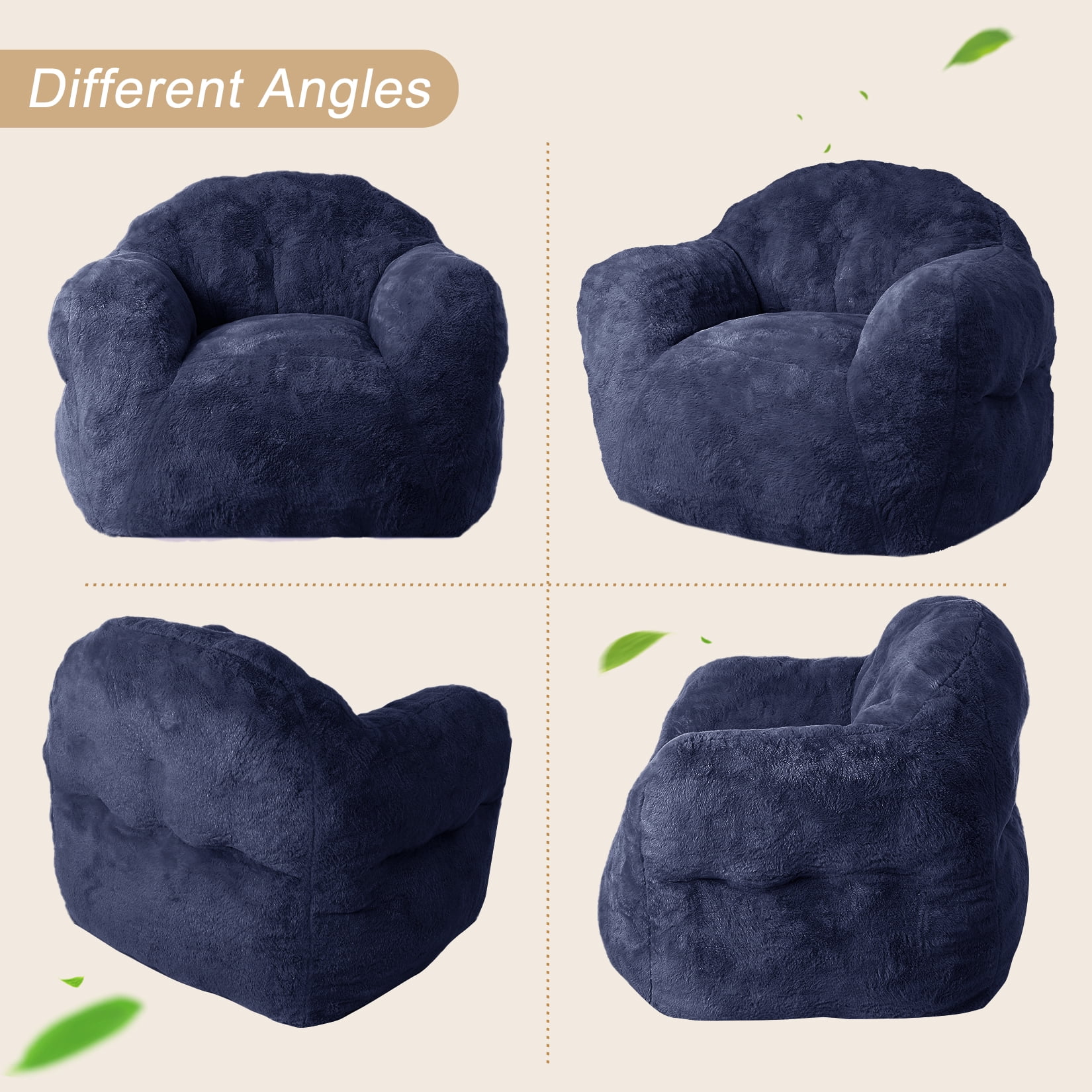 Extra Large Bean Bag Chair 39 Inch,Pre-Filled Plush Beanbag Sofa for Adults, Kids & Teens, Comfortable Lounge Chair for Bedroom & Living Room