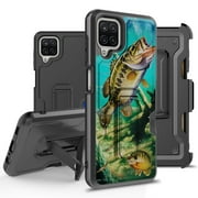 ANJ  Rugged Hybrid Shockproof Case w/Kickstand   Holster Clip Card Slot Cover for Samsung Galaxy A12 (2021 Release) - Wild Trout