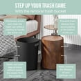 thumbnail image 4 of Touch Waste Can with Lid Small Swing Lid Trash Bin for Bathroom, Bedroom, and Office Walnut Brown Wood Grain Design, 4 of 6