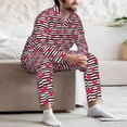 thumbnail image 5 of Wukai Hearts And Lines Men's Long-Sleeve Pajama Set - Comfortable Sleepwear with Button-Down Shirt and Pants-Small, 5 of 6