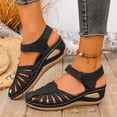 thumbnail image 2 of Women's Hollow Wedge Sandals Casual Summer Shoes,Fashion Comfortable Platform Design Breathable Outdoor Beach Vacation Daily Walking Footwear Black 6.5, 2 of 9