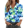 thumbnail image 2 of Jinhomg Button Down Shirts for Women Dressy Casual Floral Printed V-Neck Blouse Lightweight Comfy Long Sleeve Business Work Tops Fall Saving Multicolor XXL, 2 of 6