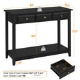 thumbnail image 3 of Yaheetech Table Console à 3 Tiroirs avec Pattes en Bois de Pin et Tablette de Rangement, Noir, 3 of 7