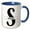 Blue/White, variant on 3drose, Bold Script Monogram S - Schmidt, 11oz Two-tone Green Mug