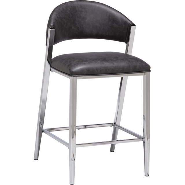 Hillsdale Molina 26 Metal Contemporary Counter Stool in Chrome/Gray