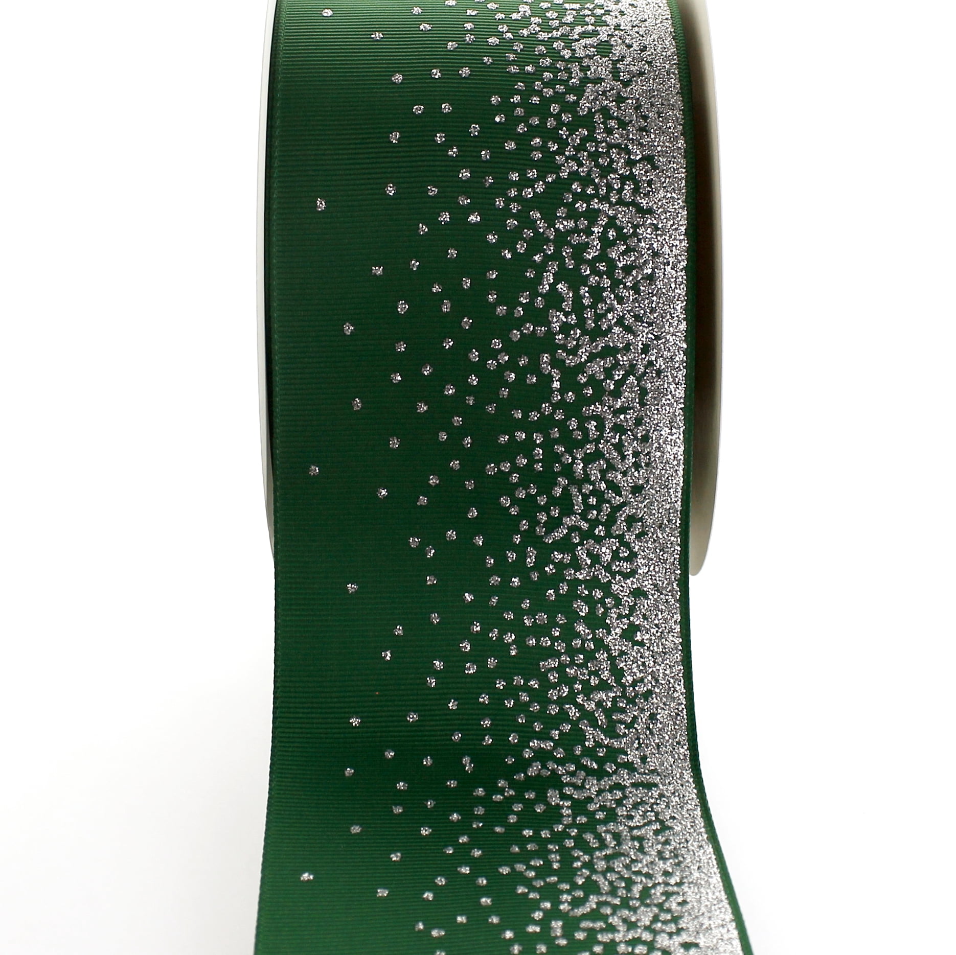 3" Sparkle Fade Grosgrain Ribbon Forest Green 25yds