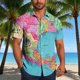 thumbnail image 1 of Blusa y camisa de manga corta con cuello vuelto para hombre, blusa informal de moda con cuello vuelto, blusa estampada de manga corta con botones, blusa de poliéster para hombre, 1 of 6