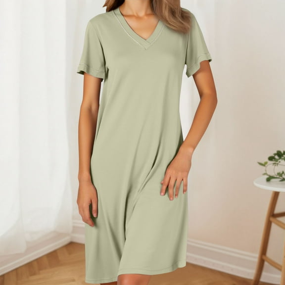 XINXIAOO Nightgowns For Women With Built In Bra V Neck Short Sleeve Sleepwear Casual Loose Nightshirts Soft Comfy Sleepshirts Women Nightgown Shirt Night Gowns Women Women Night Gown Summer Summer