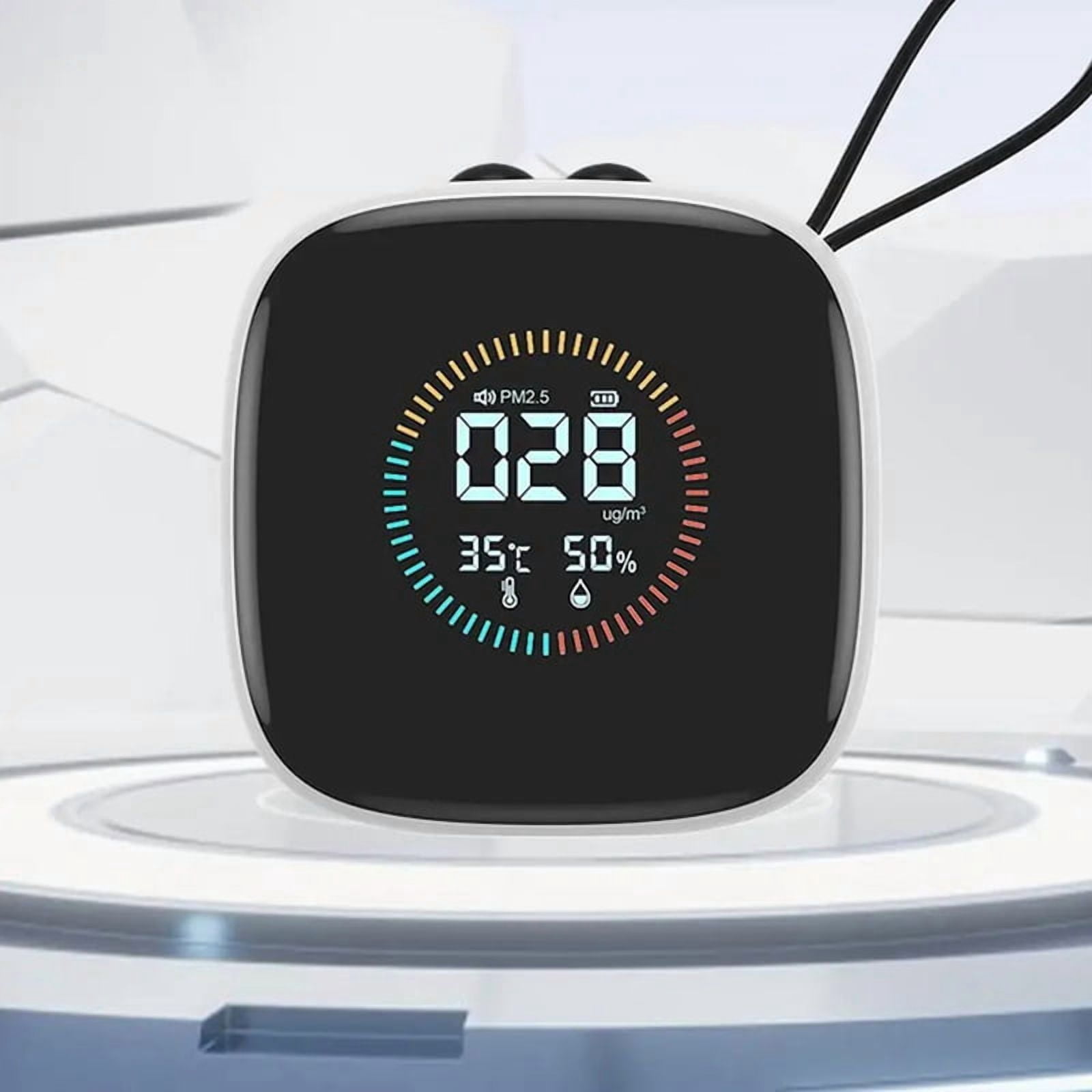 Pm2.5 Detector Small LED Display with Strap Air Quality Monitor Multipurpose Home Humidity Tester for Bedrooms Living
