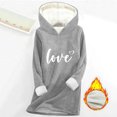 thumbnail image 2 of Oksale Fleece Lined Hoodies for Women Thermal Warm Winter Tops Cozy Long Sleeve Basic Tee Shirts Print Fall Clothes Gray 3XL, 2 of 4