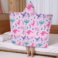thumbnail image 5 of Pink Dinosaurs Flowers Leaves Pattern Hooded Bath Towel，50"x30" for Ages 3 To 12 Kids, Quick Dry Lightweight Soft Microfiber Hood Beach Towel Cover Up for Kids, 5 of 7