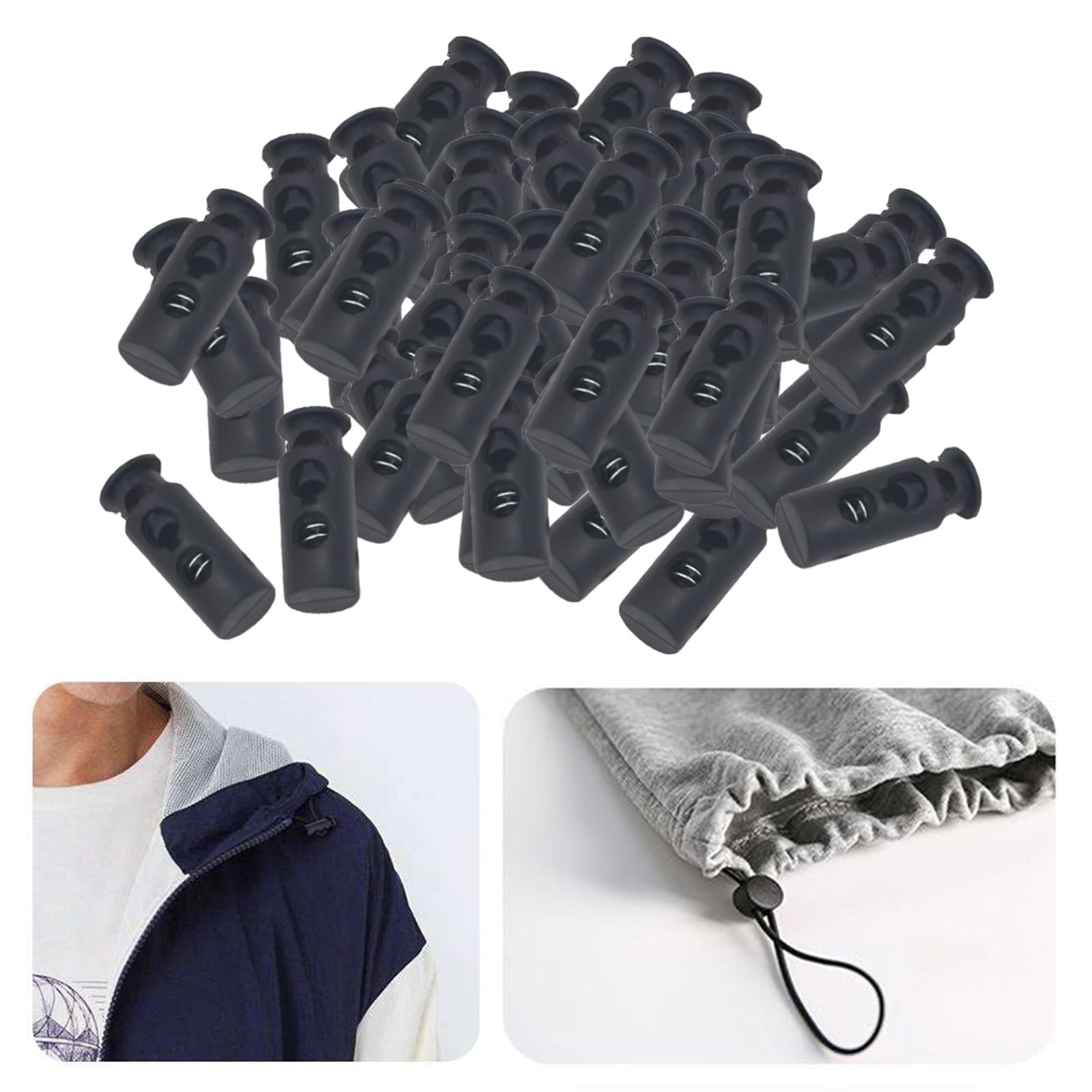 Bloque-cordons Carrés à Ressort - Lot De 12, Blanc, Ouverture 10 Mm, Pour Vêtements Et Sacs - 10