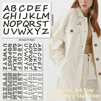 4 Sheets Water Soluble Embroidery Stabilizers Letter Patterns Initial Alphabet A-Z Hand Sewing Stick Stitch for Bag Cloth Sewing Needlework Transfers Paper Wash Away Pre-Printed Self Adhesive