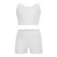 thumbnail image 2 of Nyeemya Kids Girls 2 Piece Dance Outfits Sleeveless Sparkle Rhinestones Gymnastics Sports Crop Tops with Shorts White 6, 2 of 6