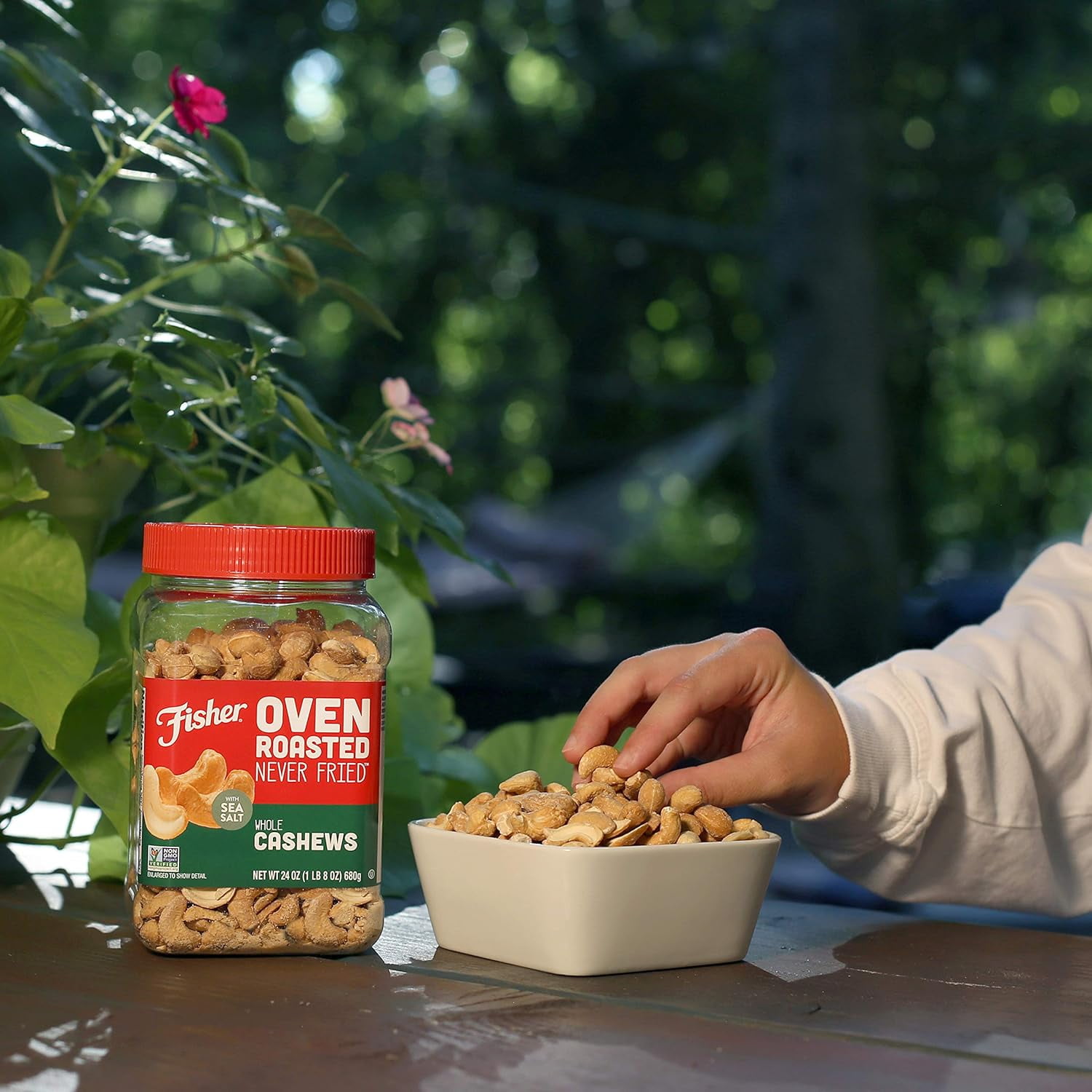 Fisher Oven Roasted Never Fried Whole Cashews, 24 oz.