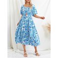 thumbnail image 3 of Biekopu Women's Summer Beach Dress,Casual Short Sleeve Floral Print Long Ruched Boho Dress, 3 of 9