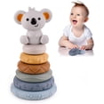 thumbnail image 1 of Dsseng 7 PCS Stacking Nesting Circle Toy  Soft Squeeze Building Blocks Sensory Toys  Early Learning Color & Pattern Montessori Toys for 6 8 12 Months Toddlers, 1 of 6