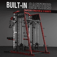 thumbnail image 4 of Mikolo Smith Machine Home Gym, 2200 lbs Power Rack Cage with Cable Crossover, Weight Bar, 360° Landmine, Barbell Holders and Other Attachments, Total Body Strength Training Cage, 4 of 17