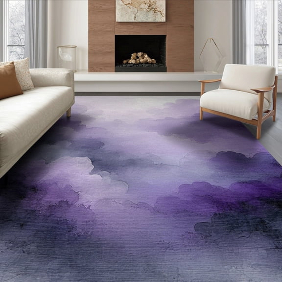 ODIKA Purple Abstract Watercolor Tonal Blends Inspired Solid Minimalist Foldable Easy Care for King Size Bedroom, Master Suite, Under Bed