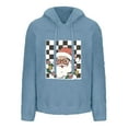 thumbnail image 4 of Women Fleece Christmas Hoodies Trendy Long Sleeve Fluffy Ultra Soft Xmas Santa Graphic Plaid Sweatshirt with Pocket, 4 of 4