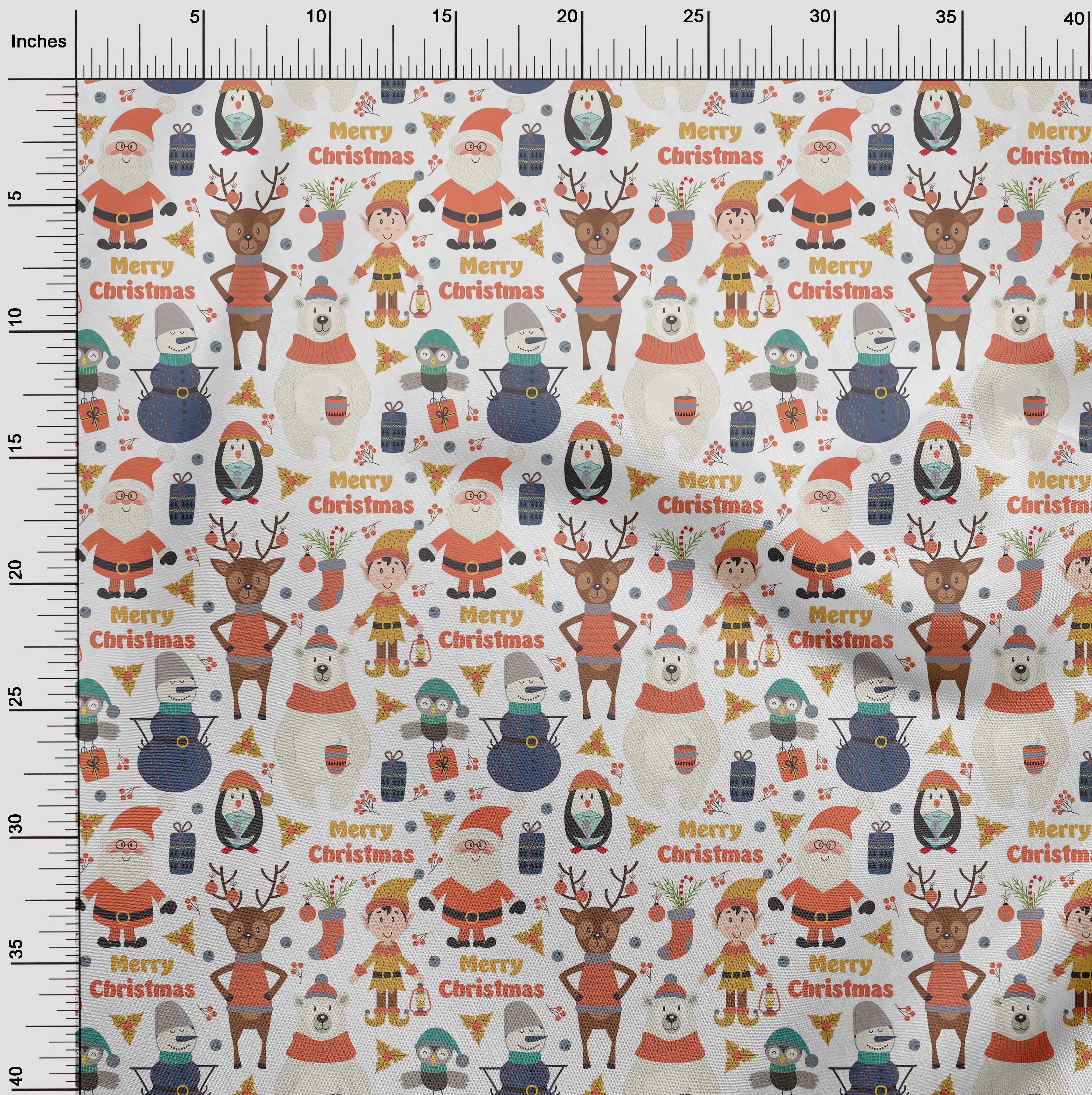 oneOone Cotton Poplin Dark Peach Fabric Snowman|Gift Box & Santa Christmas Quilting Supplies Print Sewing Fabric By The Yard 56 Inch Wide