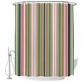 thumbnail image 2 of Colorful Striped Waterproof Fabric Shower Curtain,Sage Green Pink White Vertical Lines Waterproof Fabric Shower Curtain for Bathroom Curtains Bathtubs Shower Curtains with 12 Hooks Standard 66x72, 2 of 8