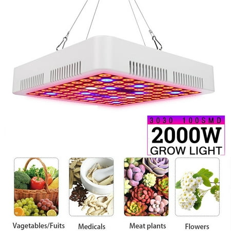 85-265V 2000W 100 LED Grow Light Lamp Hydroponic Full Spectrum For Veg Greenhouse And Flower Indoor Plant Grow Light Lamp With Rope Hanger and Power
