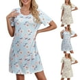 thumbnail image 2 of Fengactive Loose Comfy Nightgowns for Women Soft Short Sleeve Floral Print Night Shirt Lightweight Sleepwear, 2 of 4