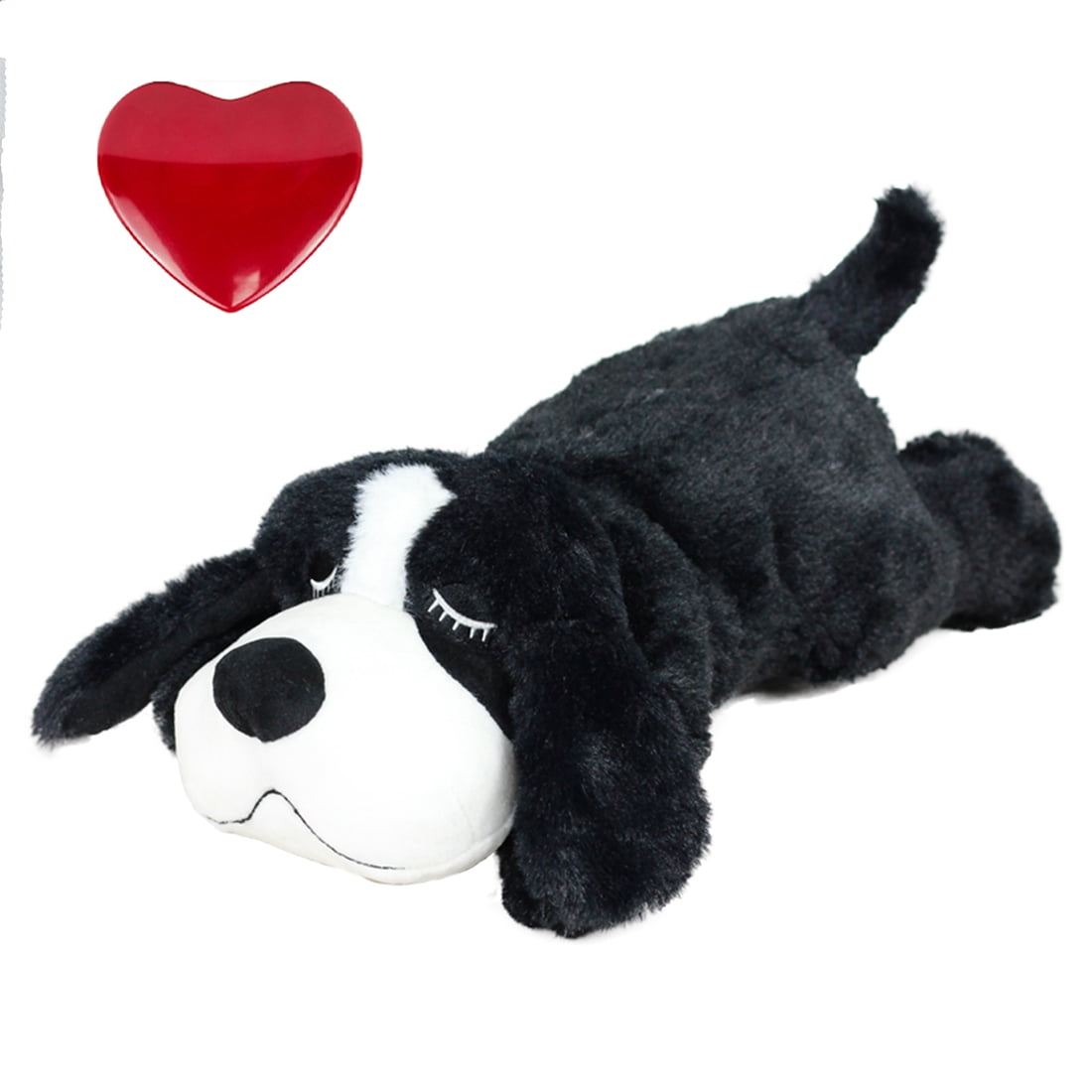 IFOYO Cute Heartbeat Dog Toy,Puppy Toy with Heartbeat Anxiety Relief For Dogs Puppy,Black White